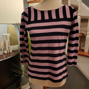 Talbots Sp lilac and dark blue stripped top